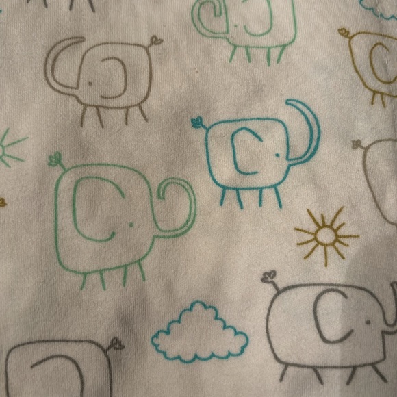 Halo Sleep Sack Swaddle Newborn 6-12 pounds white with blue/green elephants NWT - Picture 8 of 9